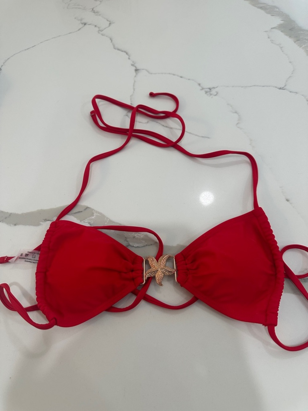 SHEIN Red Starfish Accent Triangle Bikini Top